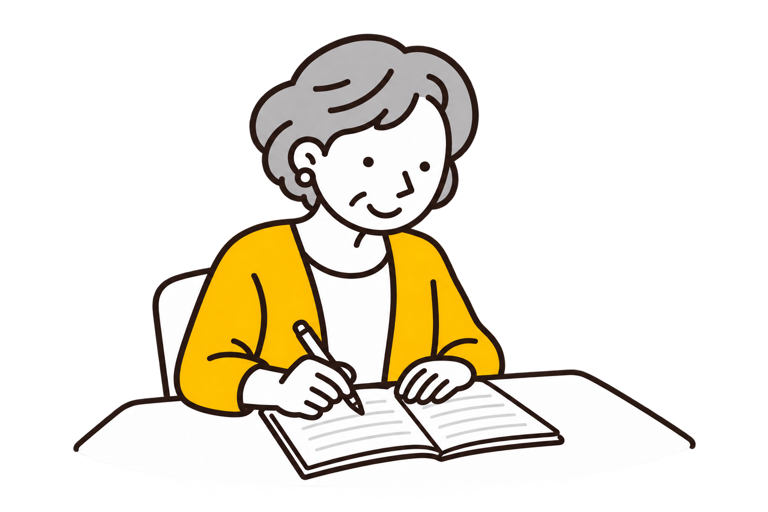 ご自宅でエンディングノートに少しずつ書き足す女性